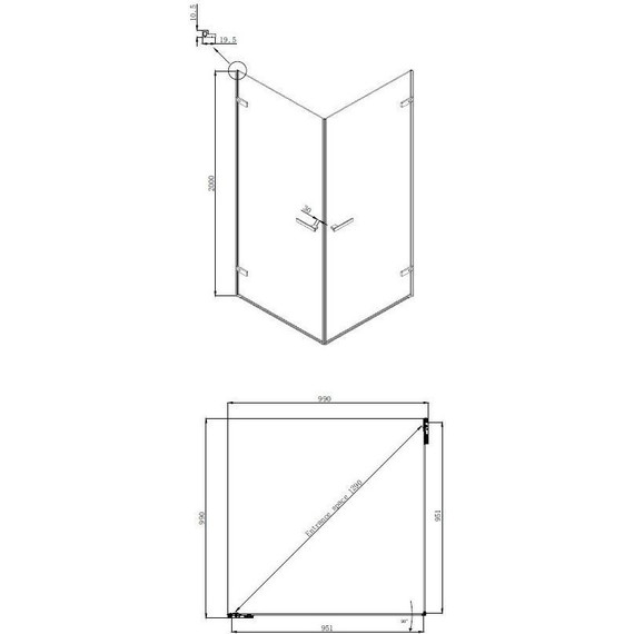 Душевое ограждение Ambassador Abner 100x100 см 10011106 (стекло 8 мм) хром/прозрачное фото 11