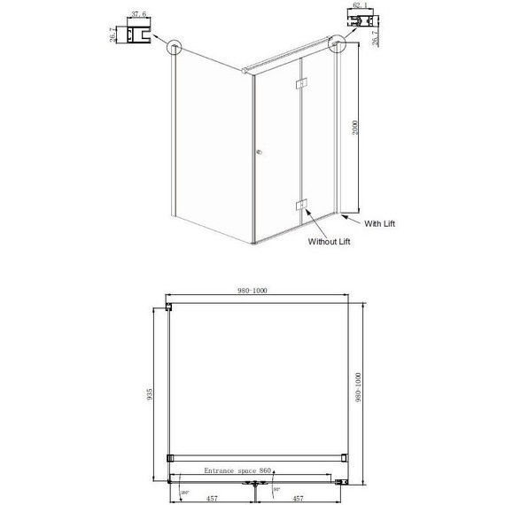 Душевое ограждение Ambassador Diamond 100x100 см 12011106R R, хром/прозрачное фото 9