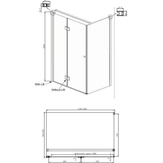 Душевое ограждение Ambassador Diamond 120x80 см 12011107L L, хром/прозрачное фото 9