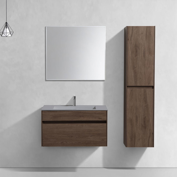 Тумба подвесная с раковиной Vincea Chiara 80 см VMC-2C800RO (раковина серая VCB-13800G), тёмный дуб фото 4