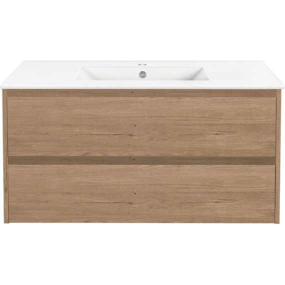 Тумба подвесная с раковиной Vincea Gio 100 см VMC-2G100NO, натуральный дуб - 5 Тумба подвесная с раковиной Vincea Gio 100 см VMC-2G100NO, натуральный дуб фото 5