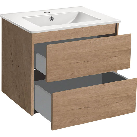 Тумба подвесная с раковиной Vincea Gio 60 см VMC-2G600NO, натуральный дуб фото 4