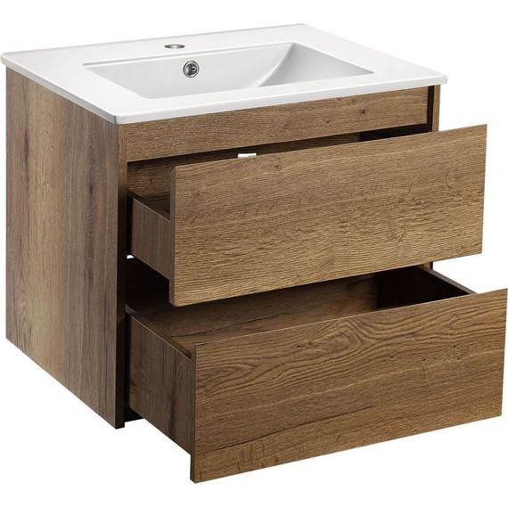 Тумба подвесная с раковиной Vincea Gio 60 см VMC-2G600TO, дуб табак фото 5