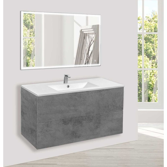 Тумба подвесная с раковиной Vincea Mia 100 см VMC-2MC100BT, бетон фото 4