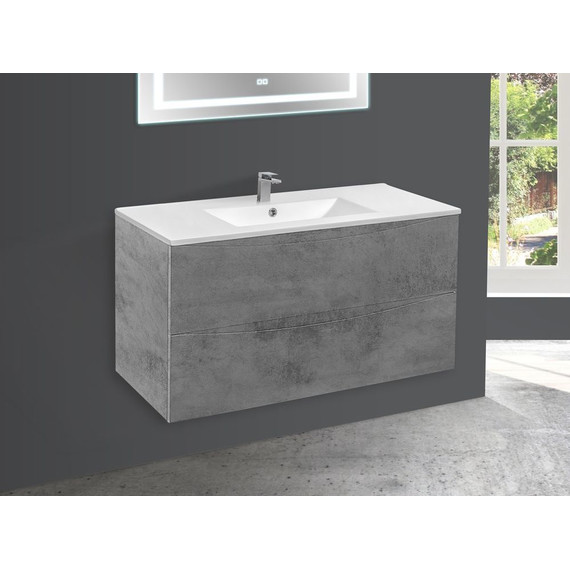 Тумба подвесная с раковиной Vincea Mia 100 см VMC-2MC100BT, бетон фото 5