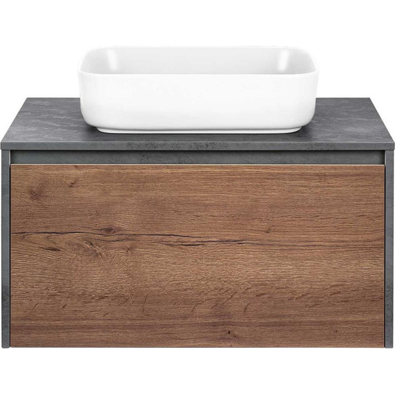 Тумба подвесная со столешницей Vincea Mesa 80 см VMC-2MS800TB, бетон/дуб табак - 8 Тумба подвесная со столешницей Vincea Mesa 80 см VMC-2MS800TB, бетон/дуб табак фото 8