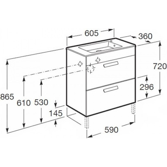 Тумба подвесная с раковиной ROCA DEBBA 60 см ZRU9302708, белый фото 8