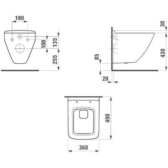 Унитаз подвесной Laufen PALACE 8.2070.3.000.000.1 укороченный - 3 Унитаз подвесной Laufen PALACE 8.2070.3.000.000.1 укороченный фото 3