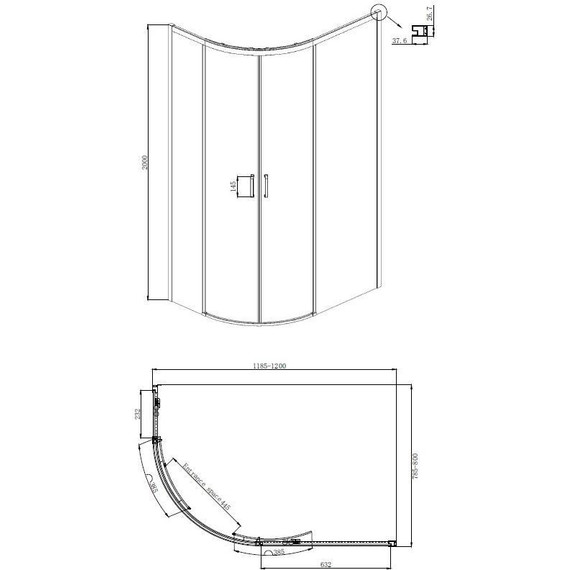 Душевое ограждение Ambassador Queen 120х80 см 11011103R R, хром/прозрачное фото 8