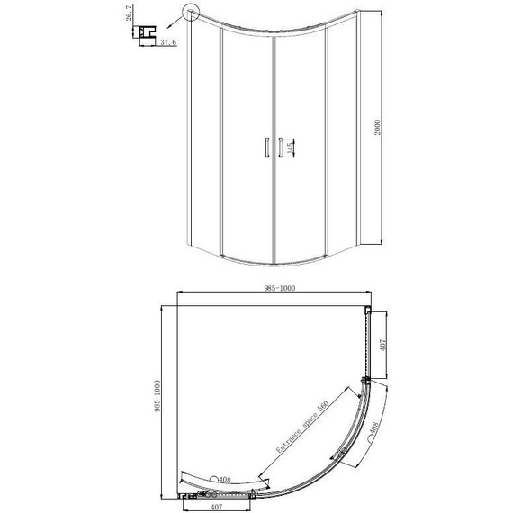 Душевое ограждение Ambassador Queen 90 см 11011202Black, чёрный/прозрачное фото 7