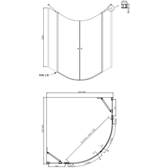 Душевое ограждение Ambassador Nord 90 см 13011101, хром/прозрачное фото 9