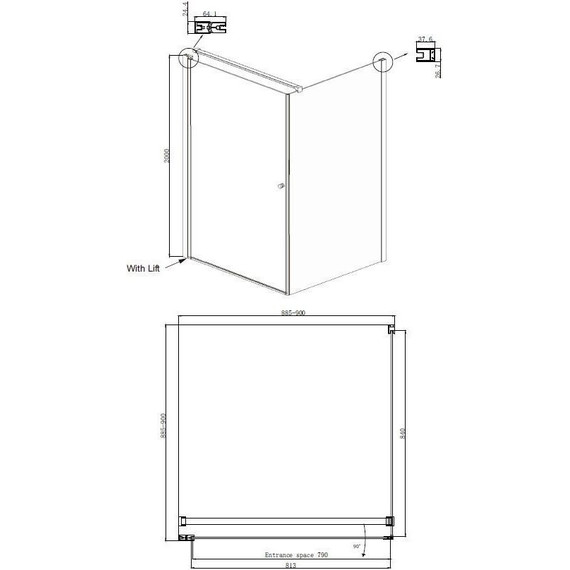 Душевое ограждение Ambassador Nord 90x90 см 13011103, хром/прозрачное фото 9