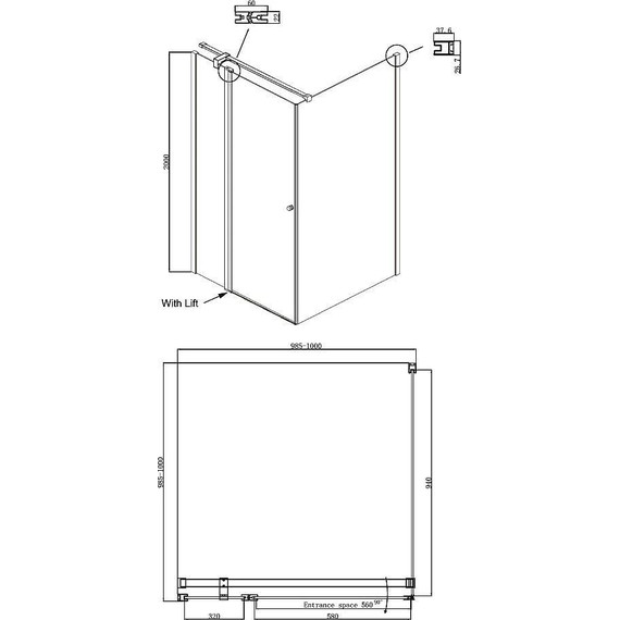 Душевое ограждение Ambassador Nord 100x100 см 13011106, хром/прозрачное фото 9