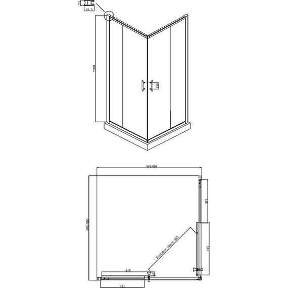 Душевое ограждение Ambassador Kingston 90x90 см 14011102, хром/прозрачное фото 9