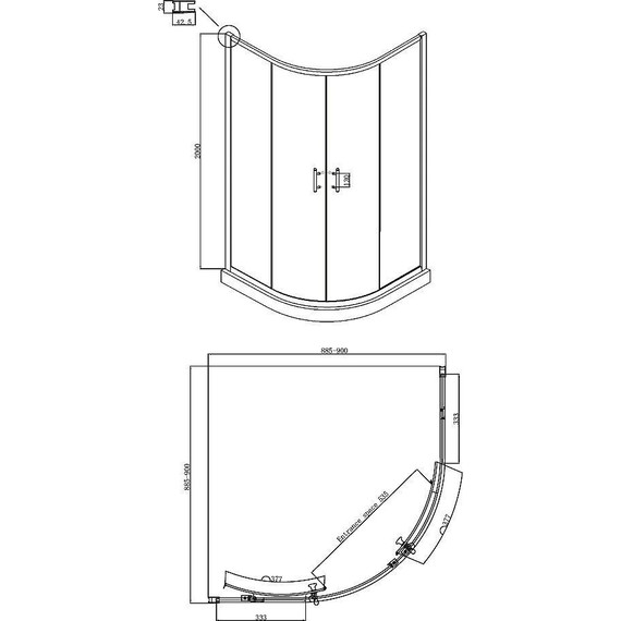 Душевое ограждение Ambassador Kingston 90 см 14011104, хром/прозрачное фото 5