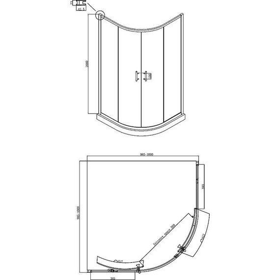 Душевое ограждение Ambassador Kingston 100 см 14011105, хром/прозрачное фото 5