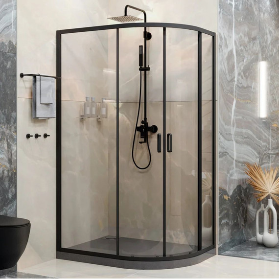 Душевое ограждение Ambassador Kingston 120x80 см 14011208, чёрный/прозрачное фото 2