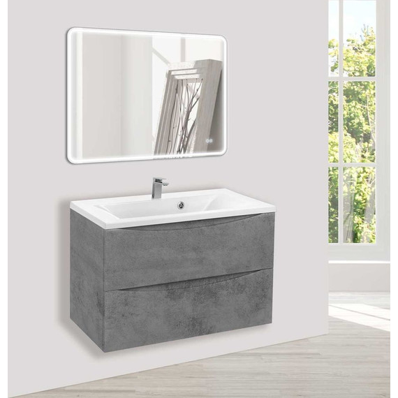 Тумба подвесная с раковиной Vincea Mia 75 см VMC-2MA750BT (раковина белая VCB-3M750W), бетон фото 4