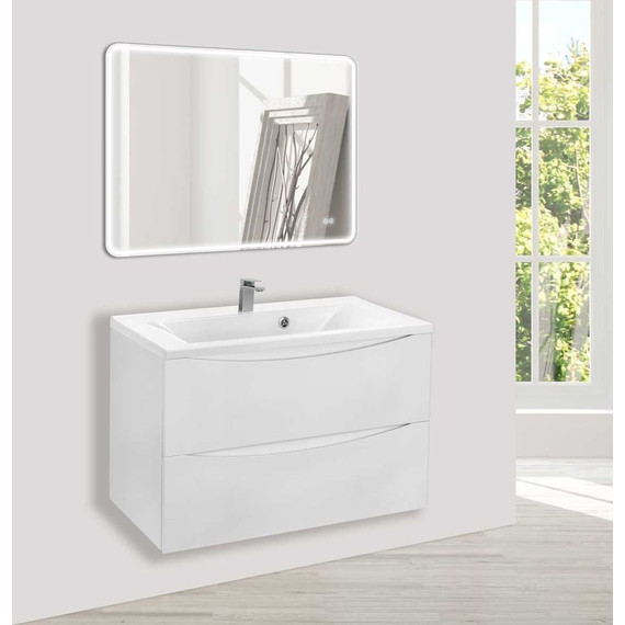 Тумба подвесная с раковиной Vincea Mia 75 см VMC-2MA750GW (раковина белая VCB-3M750W), белый глянец фото 6