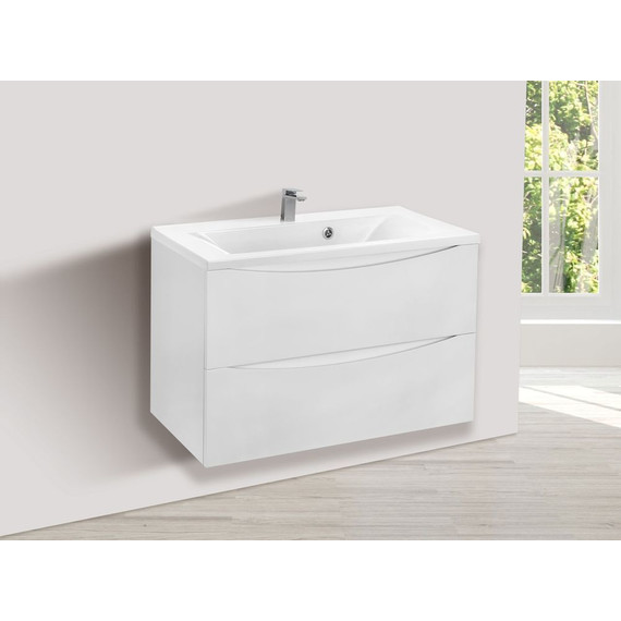 Тумба подвесная с раковиной Vincea Mia 75 см VMC-2MA750GW (раковина белая VCB-3M750W), белый глянец фото 5