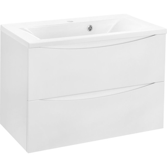 Тумба подвесная с раковиной Vincea Mia 75 см VMC-2MA750GW (раковина белая VCB-3M750W), белый глянец фото 2