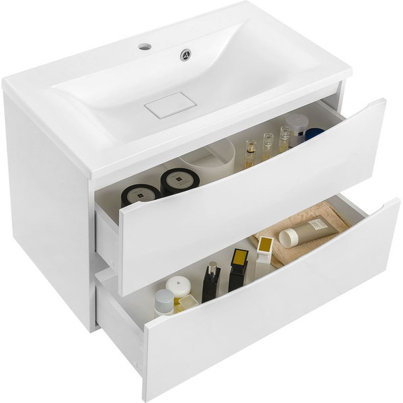 Тумба подвесная с раковиной Vincea Mia 75 см VMC-2MA750GW (раковина белая VCB-3M750W), белый глянец фото 3