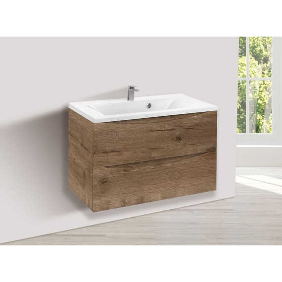 Тумба подвесная с раковиной Vincea Mia 75 см VMC-2MA750VO (раковина белая VCB-3M750W), дуб винтаж фото 3