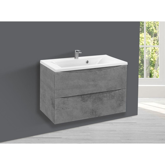 Тумба подвесная с раковиной Vincea Mia 80 см VMC-2MA800BT (раковина белая VCB-3M800W), бетон фото 5