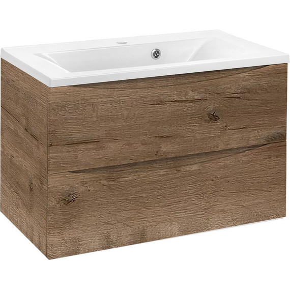 Тумба подвесная с раковиной Vincea Mia 80 см VMC-2MA800VO (раковина белая VCB-3M800W), дуб винтаж фото 4