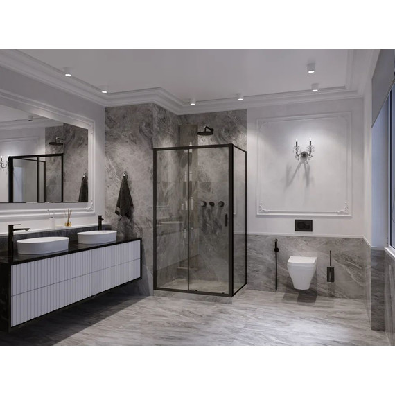 Душевое ограждение Ambassador Forsa 140x100 см 17021220AB-100AB, чёрный/прозрачное фото 3