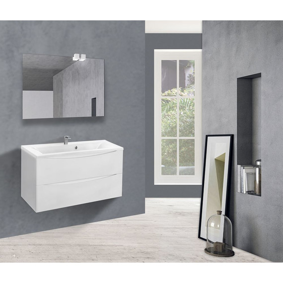 Тумба подвесная с раковиной Vincea Mia 90 см VMC-2MA900GW (раковина белая VCB-3M900W), белый глянец фото 5