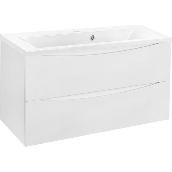 Тумба подвесная с раковиной Vincea Mia 90 см VMC-2MA900GW (раковина белая VCB-3M900W), белый глянец фото 6