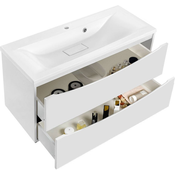 Тумба подвесная с раковиной Vincea Mia 90 см VMC-2MA900GW (раковина белая VCB-3M900W), белый глянец фото 7