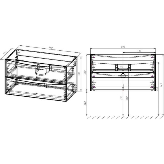 Тумба подвесная с раковиной Vincea Mia 90 см VMC-2MA900RW (раковина белая VCB-3M900W), тёмное дерево фото 13