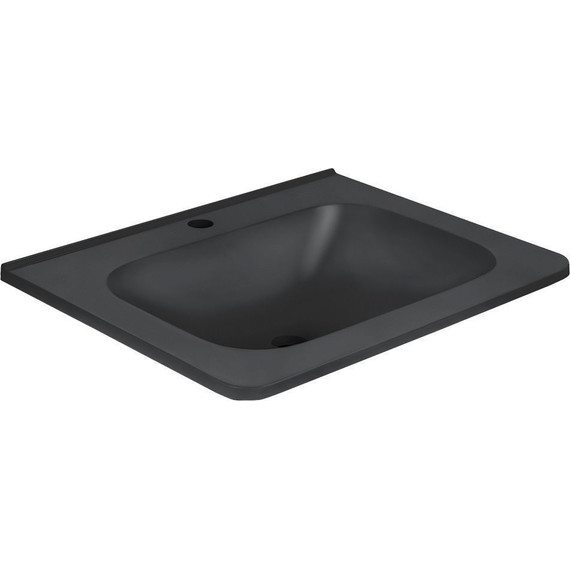 Тумба подвесная с раковиной Vincea Vico 60 см VMC-2V600BT (раковина черная VCB-2VP600B), бетон фото 4