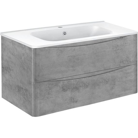 Тумба подвесная с раковиной Vincea Paola 100 см VMC-2P100BT, бетон - 2 Тумба подвесная с раковиной Vincea Paola 100 см VMC-2P100BT, бетон фото 2