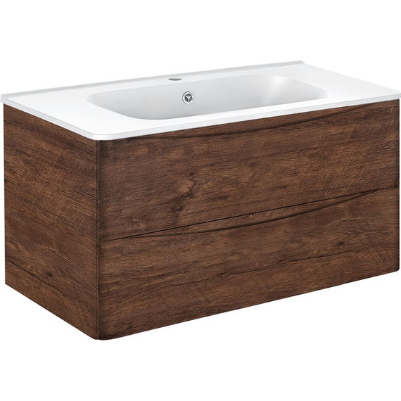 Тумба подвесная с раковиной Vincea Paola 100 см VMC-2P100RW, тёмное дерево - 2 Тумба подвесная с раковиной Vincea Paola 100 см VMC-2P100RW, тёмное дерево фото 2