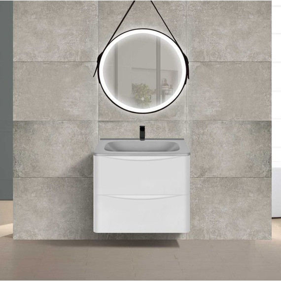 Тумба подвесная с раковиной Vincea Paola 60 см VMC-2P600GW (раковина серая VCB-2VP600G), белый глянец фото 2