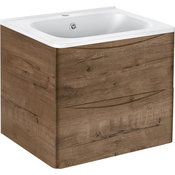 Тумба подвесная с раковиной Vincea Paola 60 см VMC-2P600VO (раковина белая VCB-2VP600W), дуб винтаж фото 2