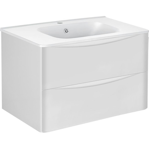 Тумба подвесная с раковиной Vincea Paola 80 см VMC-2P800GW (раковина белая VCB-2VP800W), белый глянец фото 2