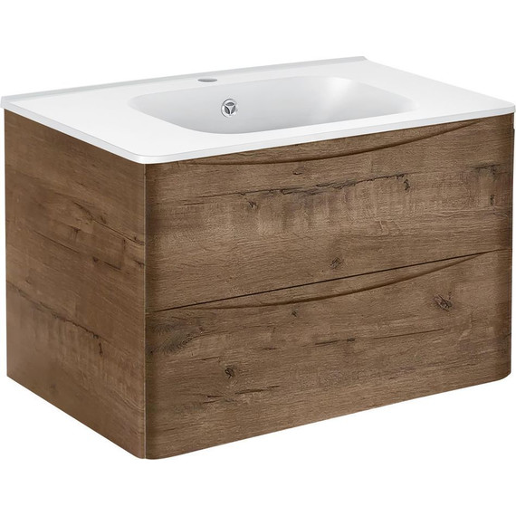 Тумба подвесная с раковиной Vincea Paola 80 см VMC-2P800VO (раковина белая VCB-2VP800W), дуб винтаж фото 2