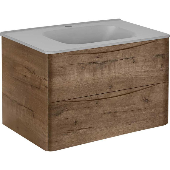 Тумба подвесная с раковиной Vincea Paola 80 см VMC-2P800VO (раковина серая VCB-2VP800G), дуб винтаж фото 2