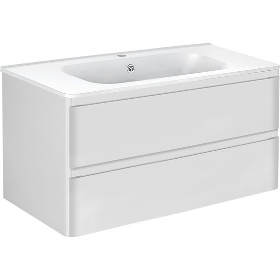 Тумба подвесная с раковиной Vincea Vico 100 см VMC-2V100GW, белый глянец фото 6