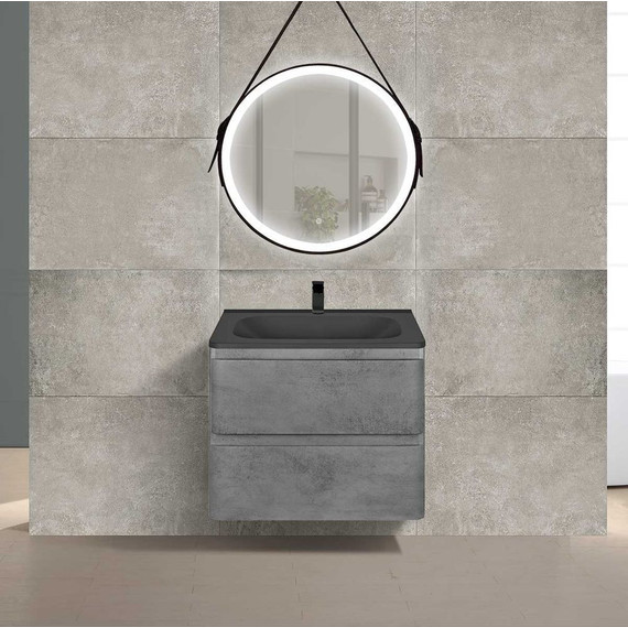 Тумба подвесная с раковиной Vincea Vico 60 см VMC-2V600BT (раковина черная VCB-2VP600B), бетон фото 3