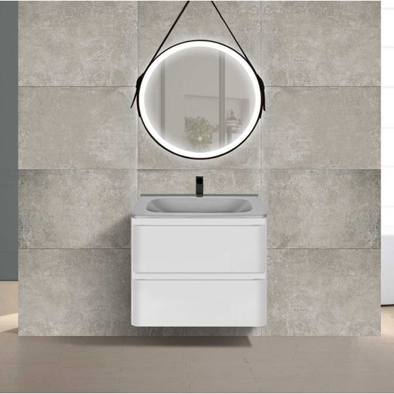 Тумба подвесная с раковиной Vincea Vico 60 см VMC-2V600GW (раковина серая VCB-2VP600G), белый глянец фото 2