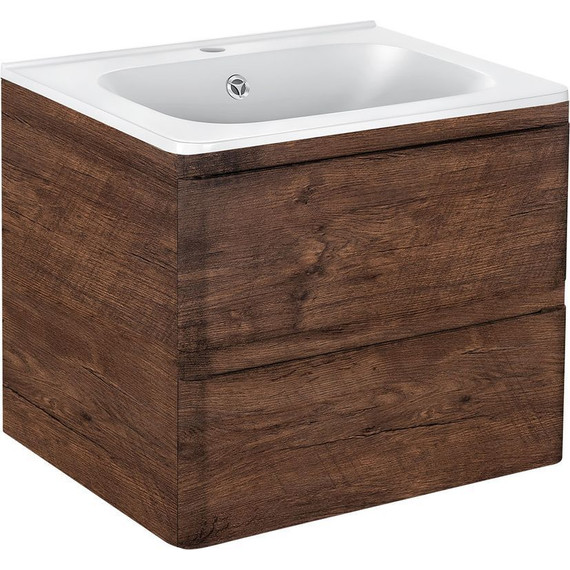 Тумба подвесная с раковиной Vincea Vico 60 см VMC-2V600RW (раковина белая VCB-2VP600W), тёмное дерево фото 2