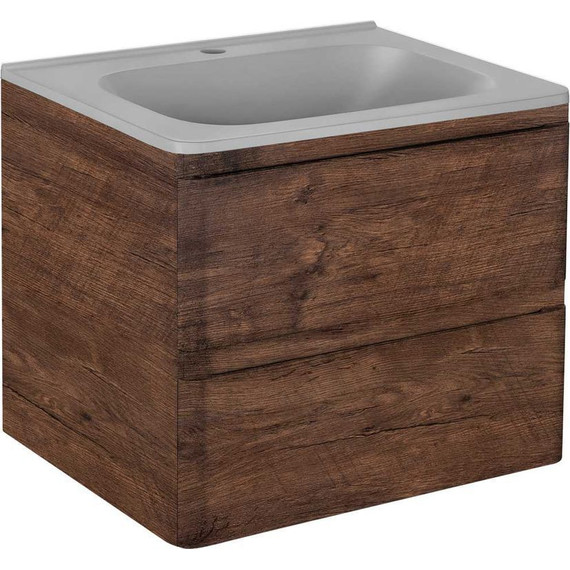 Тумба подвесная с раковиной Vincea Vico 60 см VMC-2V600RW (раковина серая VCB-2VP600G), тёмное дерево фото 2