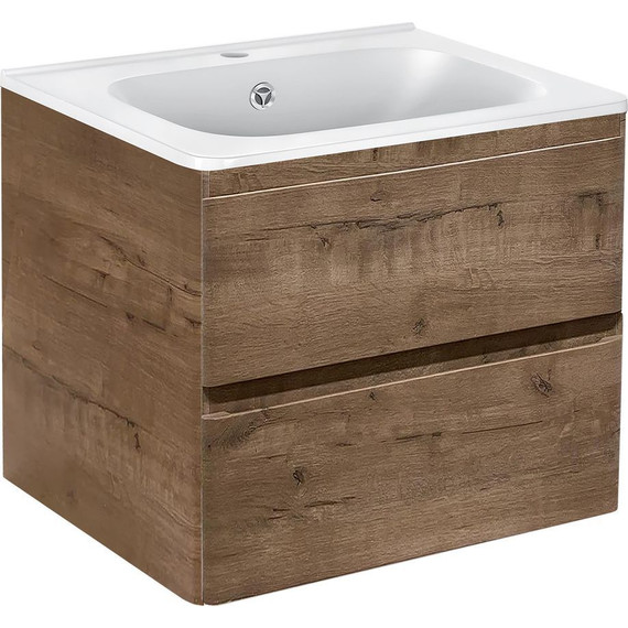 Тумба подвесная с раковиной Vincea Vico 60 см VMC-2V600VO (раковина белая VCB-2VP600W), дуб винтаж фото 2