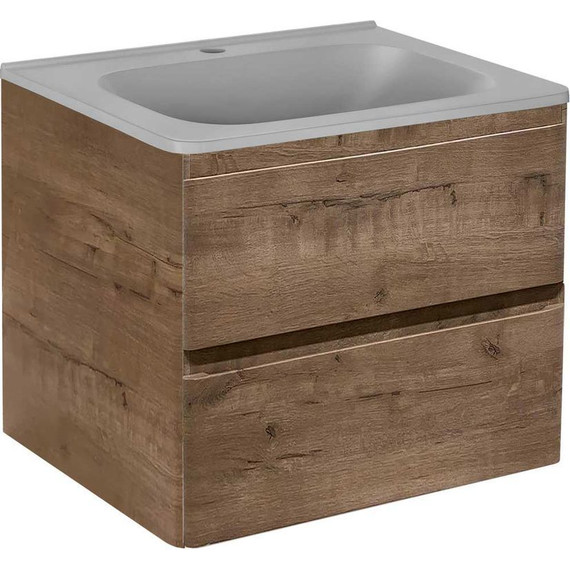 Тумба подвесная с раковиной Vincea Vico 60 см VMC-2V600VO (раковина серая VCB-2VP600G), дуб винтаж фото 2