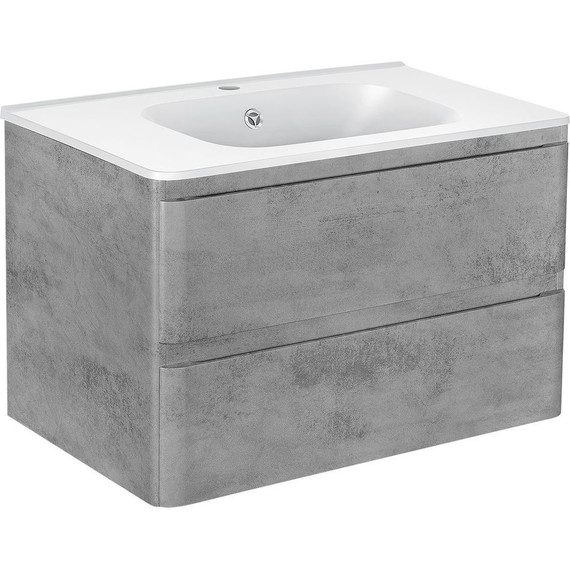 Тумба подвесная с раковиной Vincea Vico 80 см VMC-2V800BT (раковина белая VCB-2VP800W), бетон фото 2